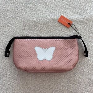 Pink Perforated Pouch with Butterfly Design